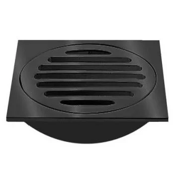 Chrome Floor Grate - Square - Short Tail - 80mm - Matt Black