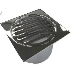 Chrome Floor Grate - Square - Long Tail - 80mm - BAT