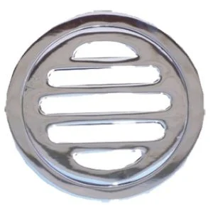Chrome Floor Grate  - Round - Long Tail - 80mm